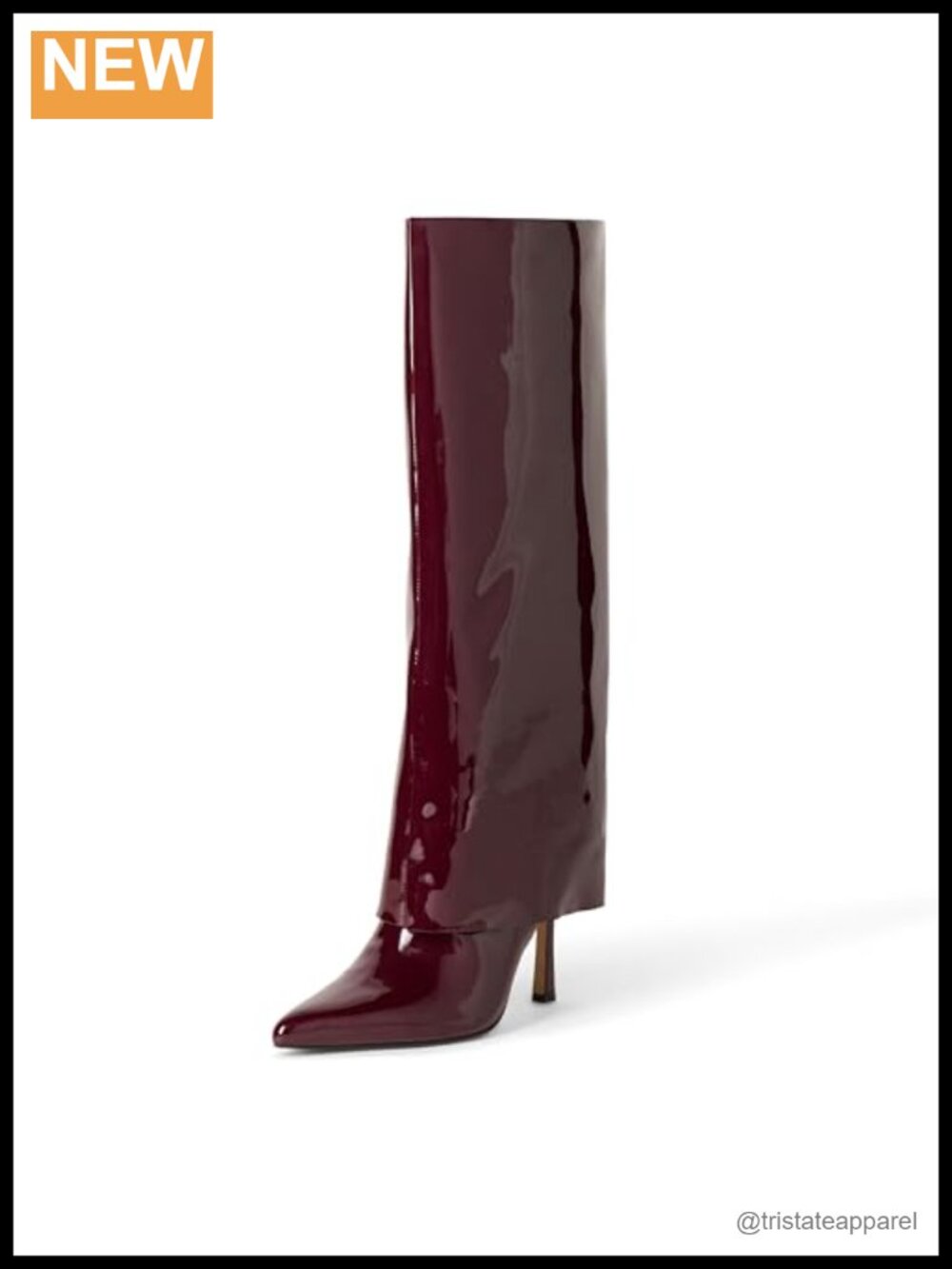 Fold Over Knee High Boots Pointed Toe Kitten Heel